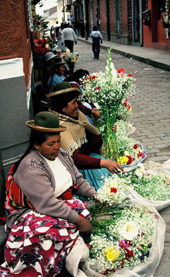 Women Selling Flowers in Peru