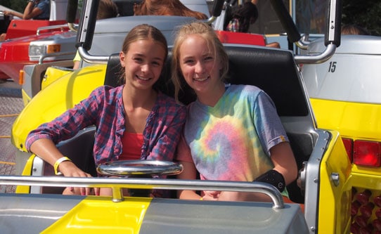 Girls Enjoying the Rides at Elitch Gardens Colorado