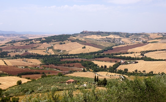 View of Pienza from Montichiello