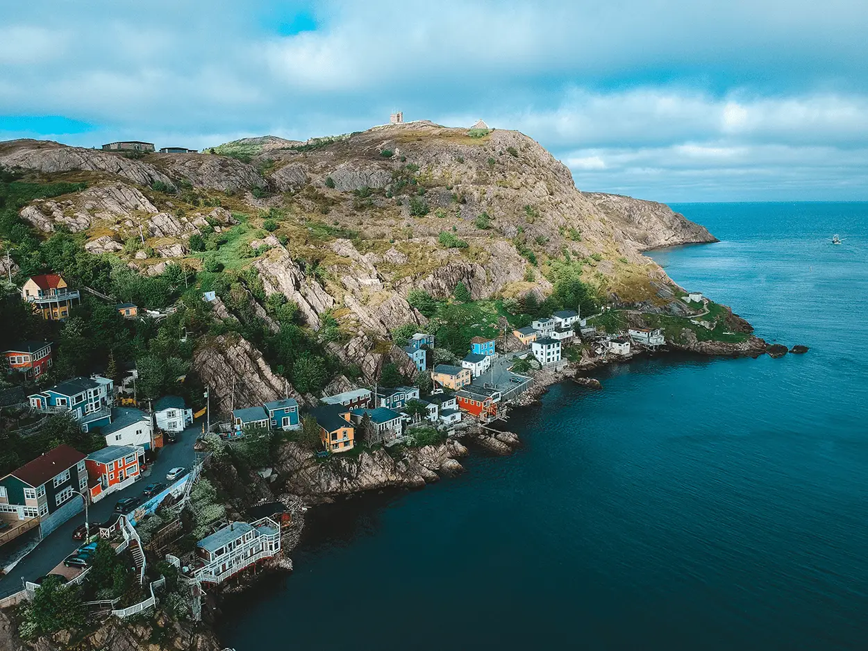 Aerial view of a town in Newfoundland, Canada. Image by Erik McLean on Unsplash