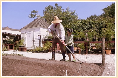 Planting Seeds in Colonial Garden Williamsburg Virginia
