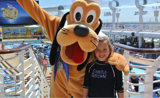 A hug with Pluto on the Disney Fantasy