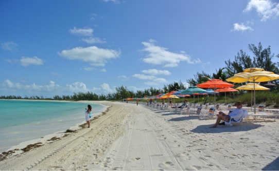 Relaxing on the adult beach at Castaway Cay