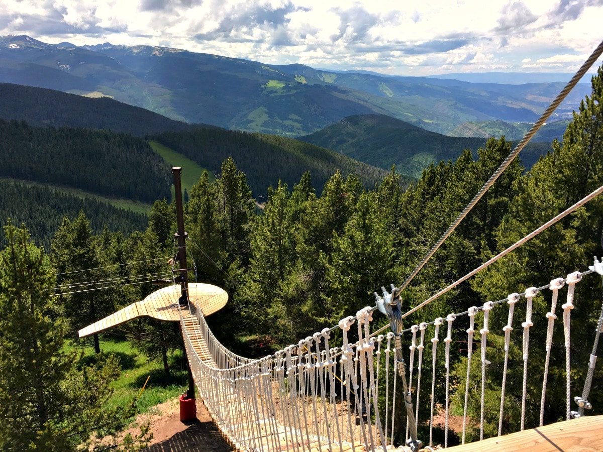 Several mountain-climber stairs add to the fun on the Aerial Adventure tour.