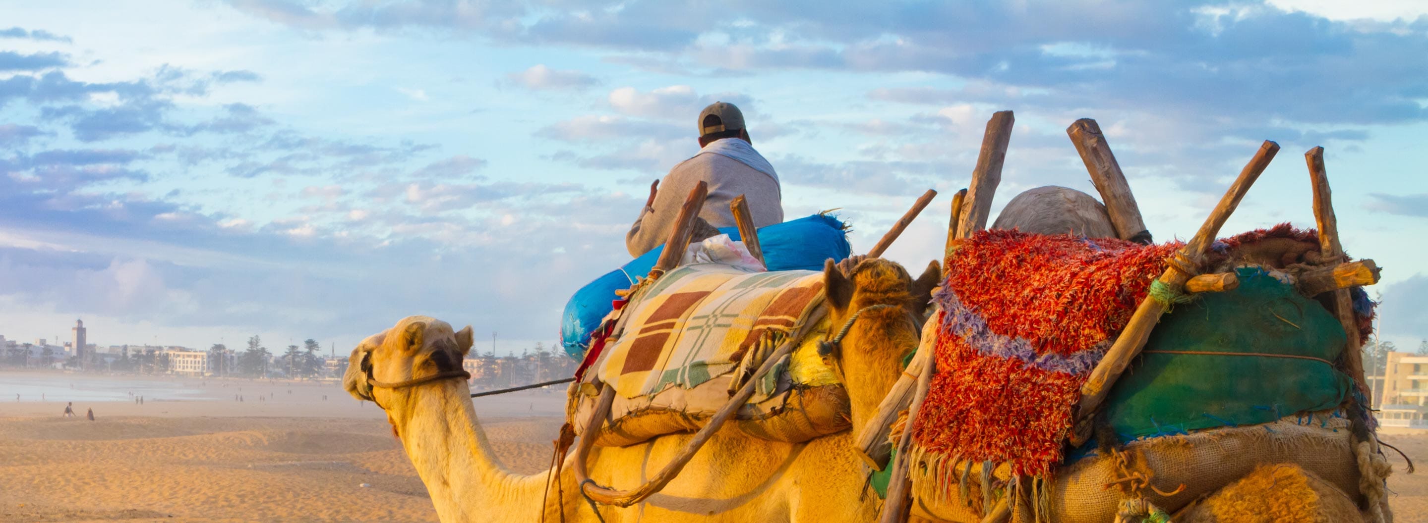 Riding a camel in Morocco