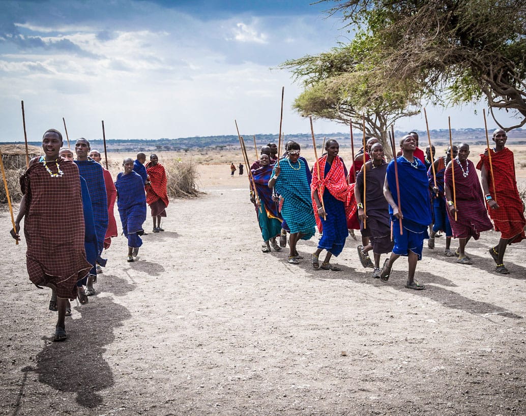 Maasai people walking