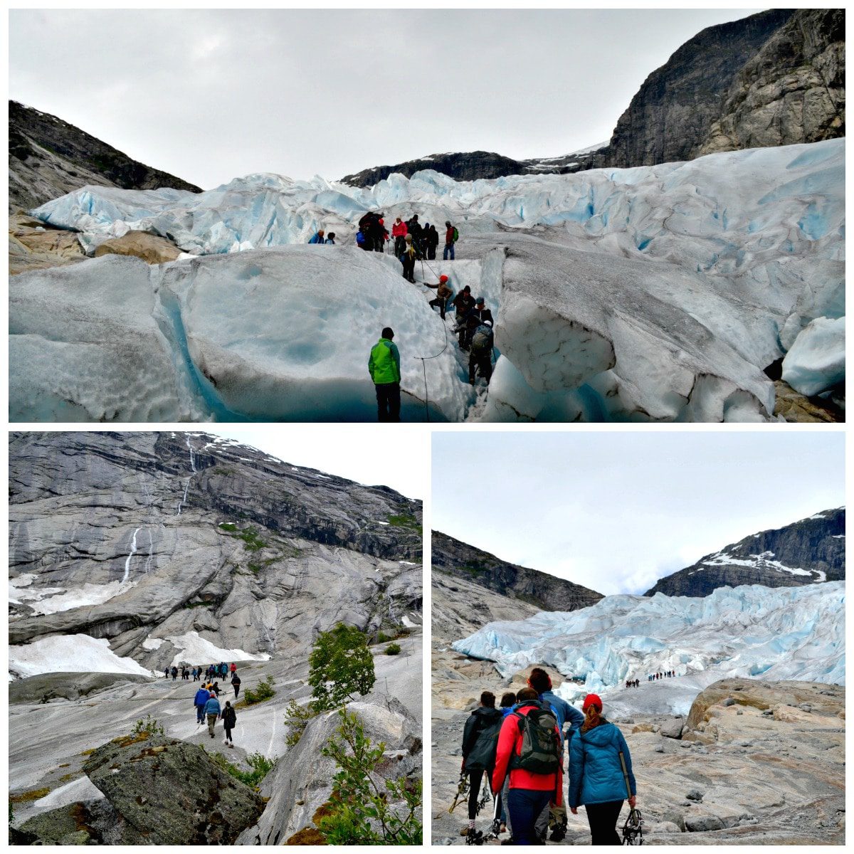 The start of the hike over rocks and up ice stairs