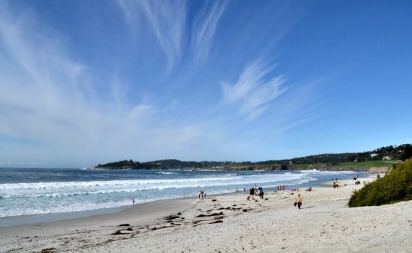 A typical day of sunshine and clouds at Carmel Beach