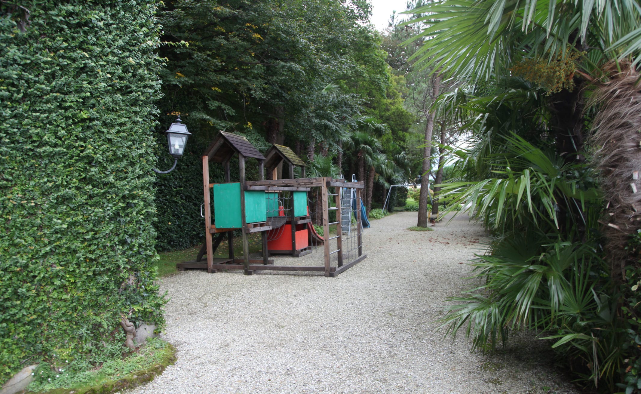 The playground nestled in the garden