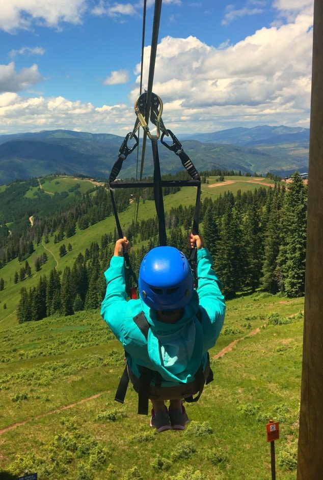 One of seven ziplines that are a highlight of the Aerial Adventure tour, suitable for kids and adults ages 10 and up.