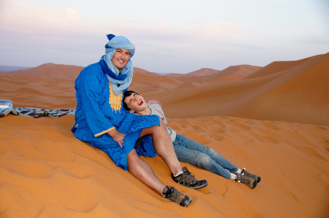 Boy and Father in Sahara Desert