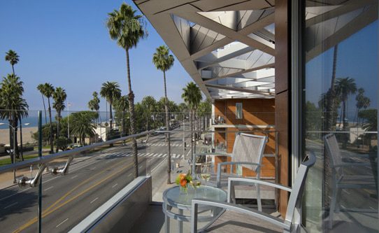 A short walk across Ocean Avenue takes guests to the beach and Santa Monica Pier. Photo: Skott Snider/Shore Hotel.
