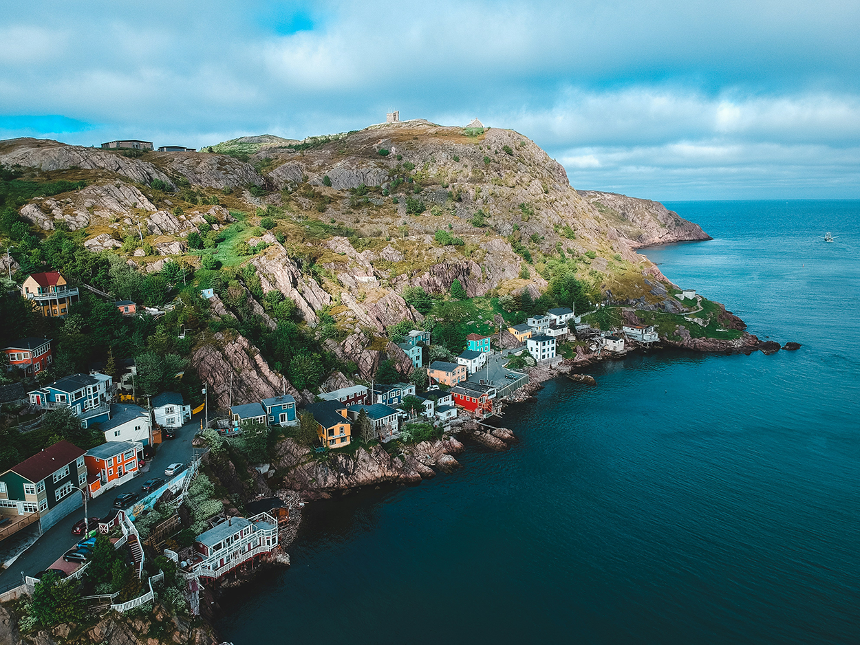 Aerial view of a town in Newfoundland, Canada. Photo by Erik Mclean on Unsplash